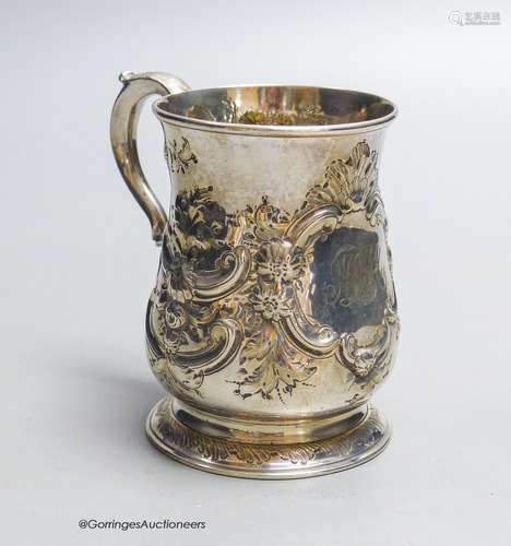 A George II provincial silver baluster mug, with later embos...