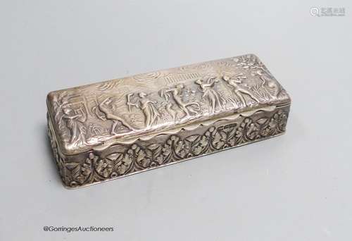 An Edwardian repousse silver rectangular trinket box, Nathan...