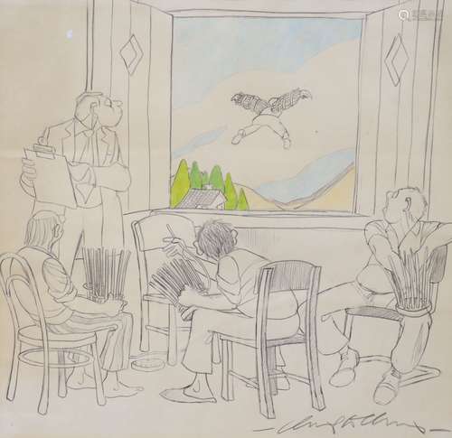 Clive Hugh Austin Collins MBE (b.1942) Phil Collins drawing,...