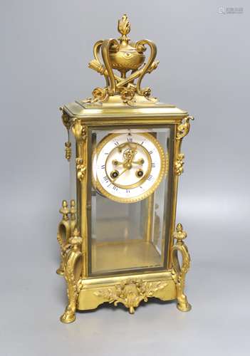 A French ormolu four glass lantern clock, height 45cmWith Me...