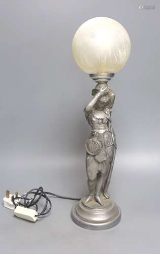 A classical figure Spelter lamp base, height 53cm overall