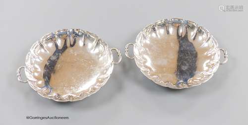 A pair of 1930's silver two handled shallow dishes, Goldsmit...