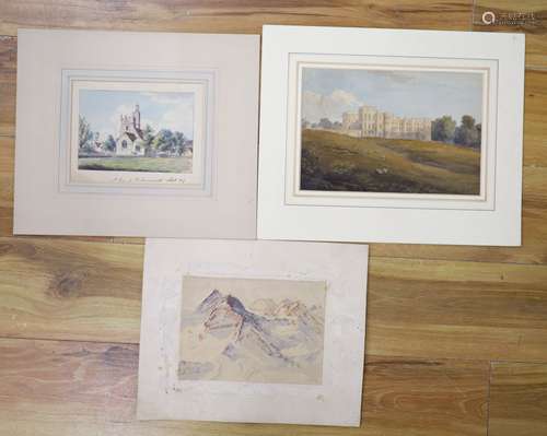 Three unframed watercolours; Grimsthorpe Castle, Lincoln, 20...