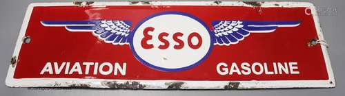 An Esso Aviation Gasoline enamel sign, 14 x 43cmShallow chip...