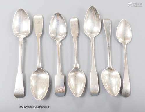 Seven 19th century Scottish provincial silver teaspoons, Old...