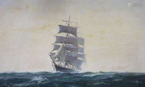 John Ross, oil on canvas clipper at sea, signed, 70 x 105cm.