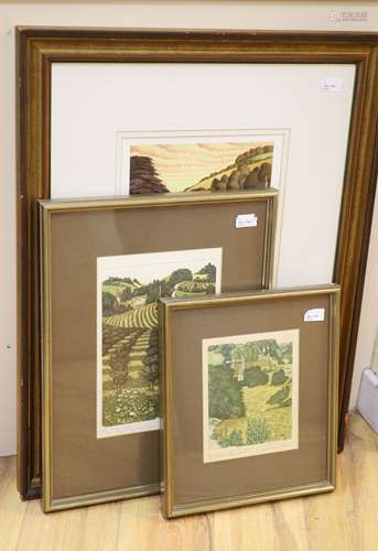 Simon Palmer (b. 1956), three colour screenprints, comprisin...