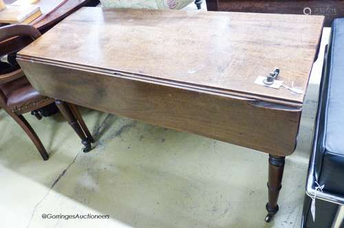 A Victorian mahogany Pembroke table, width 120cm, depth 48cm...