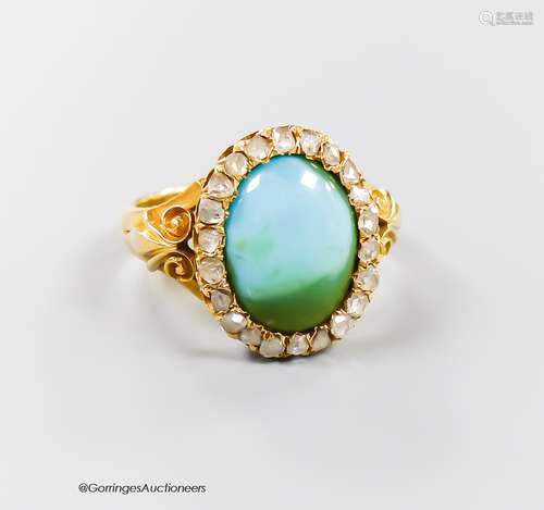 A late Victorian 18ct gold, turquoise and rose cut diamond s...