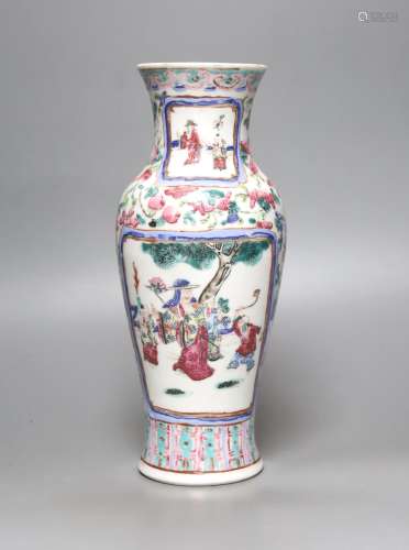 A late 19th century century Chinese famille rose vase, heigh...