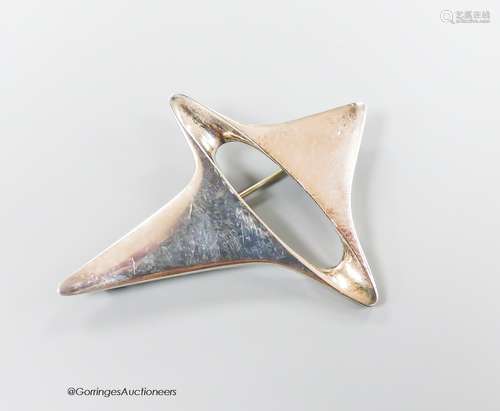 An early 1960's Georg Jensen sterling amorphic brooch, desig...