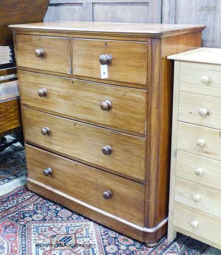 A large Victorian mahogany five drawer chest, width 119cm, d...