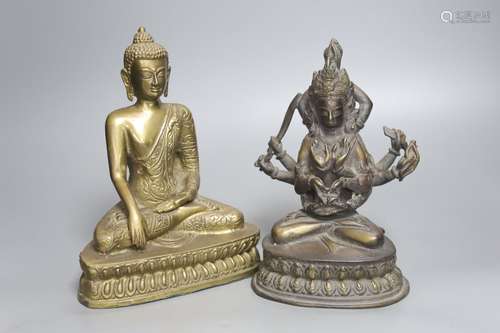 A bronze tantric figure of a Bodhisattva, 19.5cm and a simil...