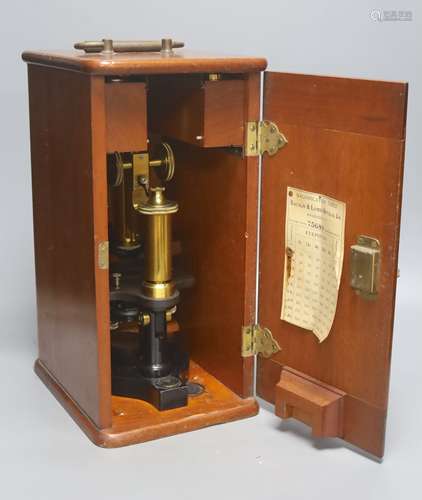 Bausch & Lomb microscope in mahogany case