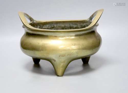 A large Chinese bronze tripod censer Xuande mark, early 20th...