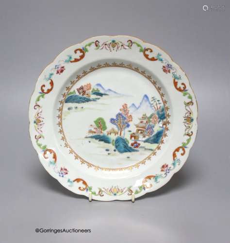 A Chinese Export famille rose plate, Qianlong period,with wa...