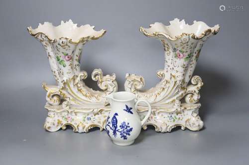 A pair of mid 19th century Jacob Petit cornucopia vases and ...