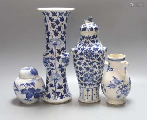 Two 19th century Chinese blue and white vases, an 18th Centu...