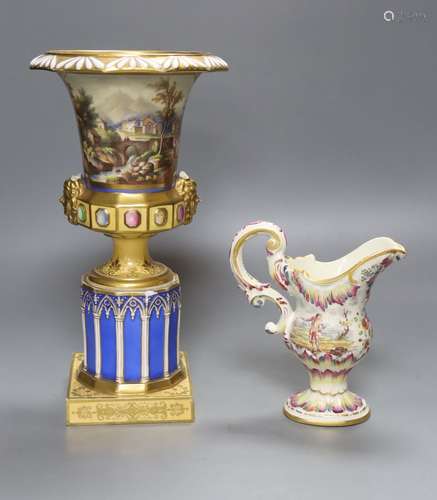 A 19th century French blue ground vase and a Lille faience c...