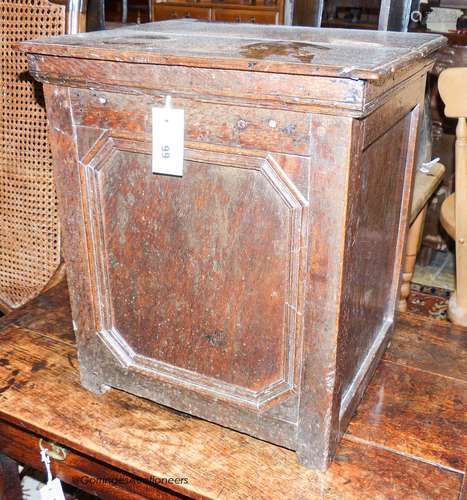 An 18th century oak cupboard of small proportions with recta...