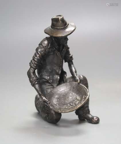 Eddie Hackman, limited edition bronze of a gentleman panning...