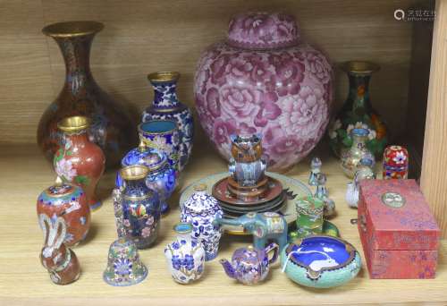 A group of Chinese cloisonne enamel wares
