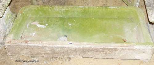 A large stone sink, width 120cm, depth 53cm, height 18cm