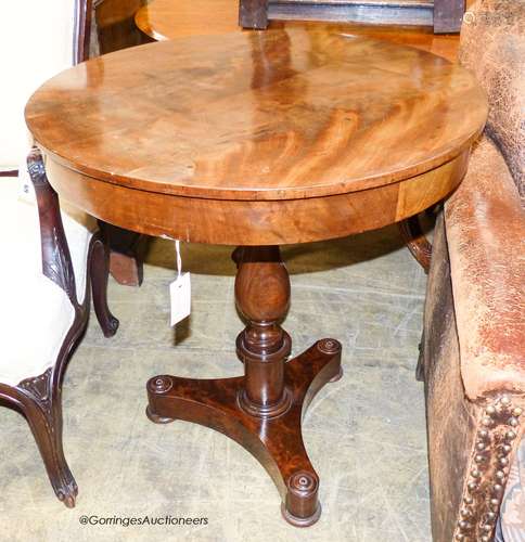 A Victorian mahogany circular mahogany centre table, diamete...