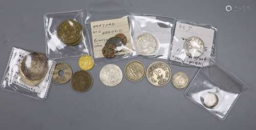 A group of Islamic coins to include -Sassanian Kings two Khu...