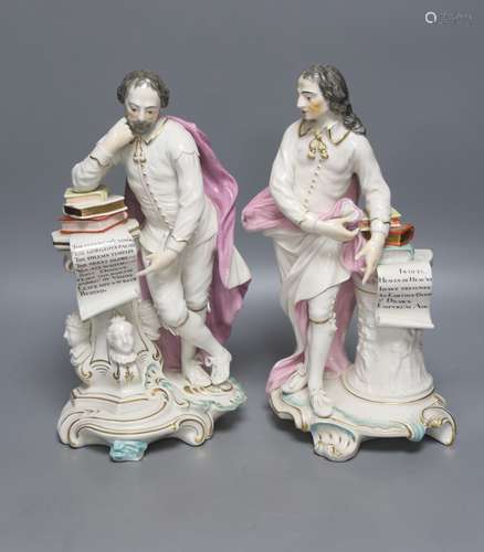 A pair of large Derby porcelain figures of Shakespeare and M...