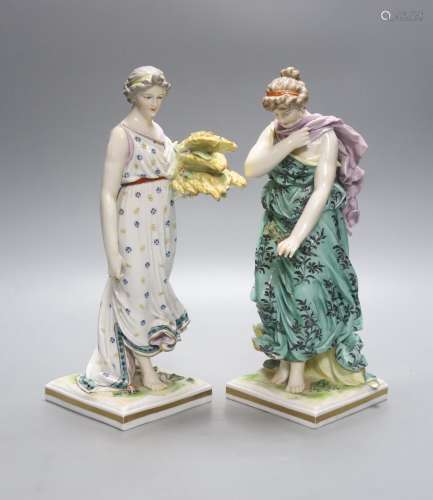 A pair of Frankenthal style figurines 'Spring' and 'Autumn',...