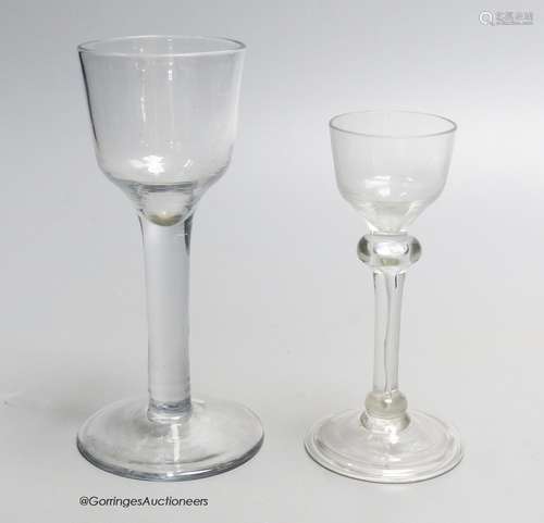 Two Georgian drinking glasses including a light baluster typ...