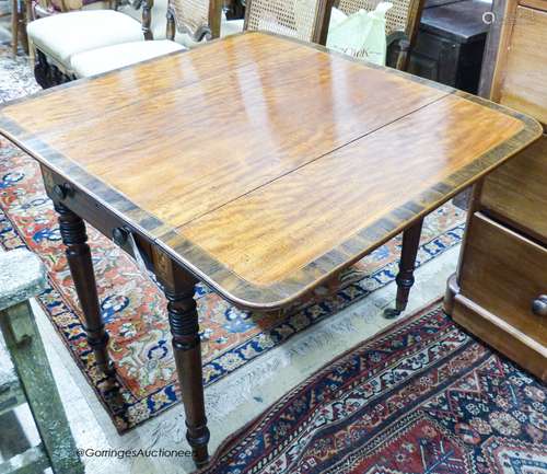 A George IV rosewood banded mahogany Pembroke table, width 9...