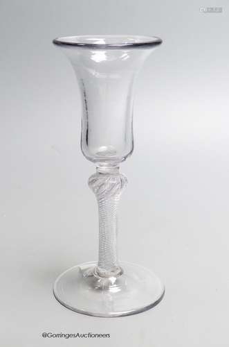 A Georgian air twist stem wine glass c.1750, a bell shaped b...