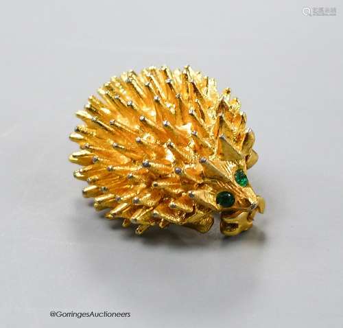 A gilt metal and paste set hedgehog brooch, 24mm.