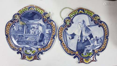 A pair of Delft hand painted wall plaques