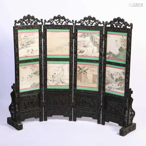 FOLDING SCREEN WITH FOUR PANELS