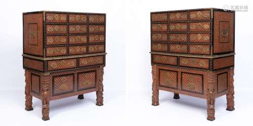 PAIR OF CABINETS WITH STAND INDO-PORTUGUESE