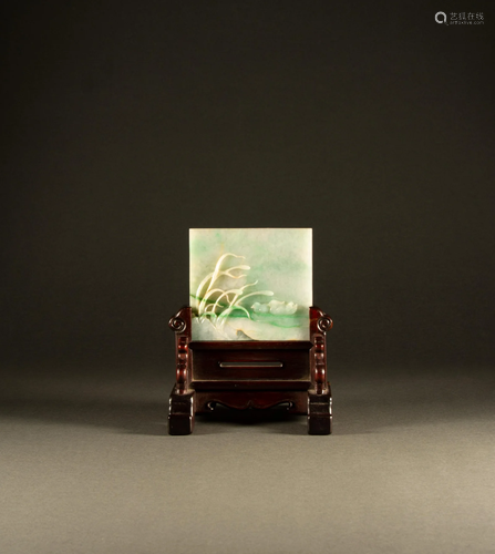 Qing Dynasty - Jade inkstone screen