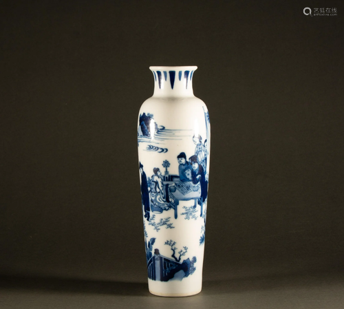 Qing Dynasty - blue and white figure vase