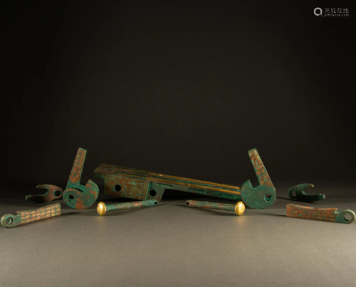 Warring States - a group of bronze gilt crossbows