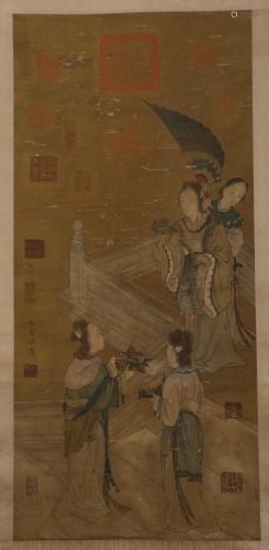 Yuan Dynasty - Lady Ren Xianzuo's birthday picture silk scro...