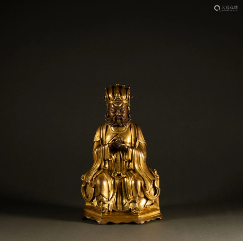 17th century - bronze gilt civil statue