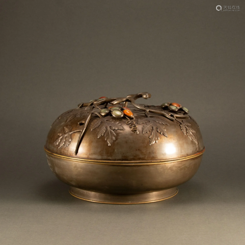 Qing Dynasty - Tin Baibao inlaid holding box