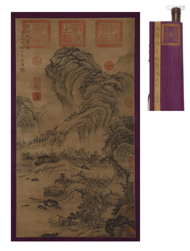 Ming Dynasty - Ni Zan yu Zhuang Qiuji picture silk axis