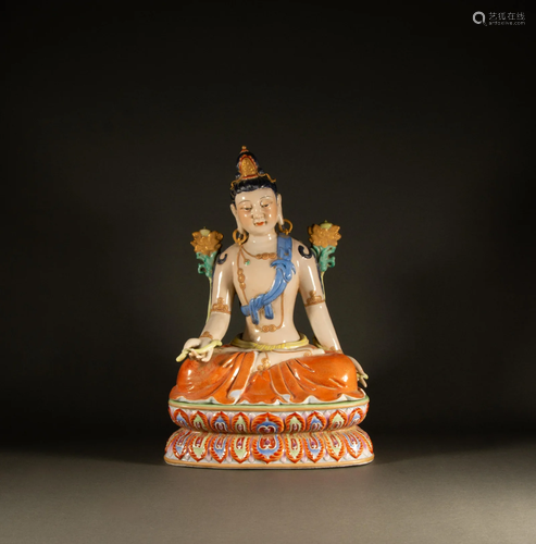 Qing Dynasty - Pastel Buddha statue