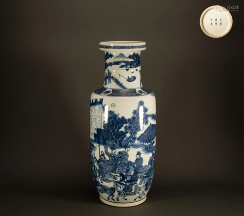 Qing Dynasty - blue and white figure vase