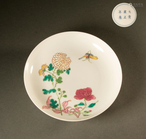 Qing Dynasty - Pastel flower plate