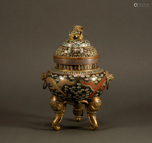 Qing Dynasty - Cloisonne gilt furnace