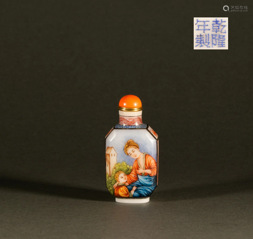 Qing Dynasty - enamelled snuff bottle for figures